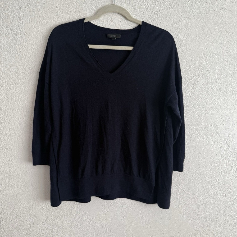 J.Crew Sweater Women's XS 100% Merino Wool Navy Blue Luxury Minimalist Preppy